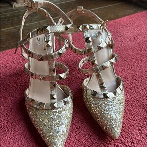 Mix No. 6 Gold Glitter Studded Heels